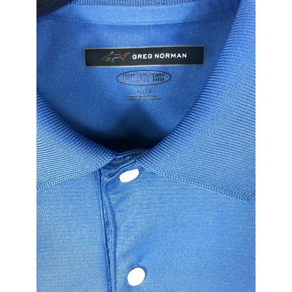 Greg Norman Men's XL Short Sleeve Button Blue Polyester Adult Shirt A11 - Picture 2 of 4